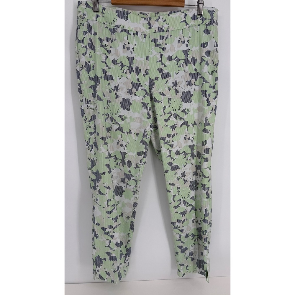 IZOD Golf Pants Womens Green Navy Blue  Floral Camouflage‎ Stretch Ankle Sz 12